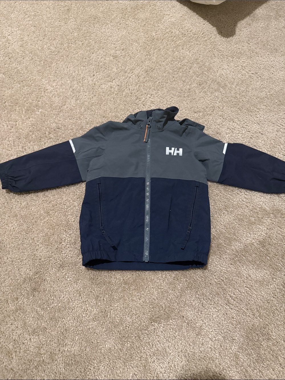 Helly Hansen Kids Navy and Gray Waterproof Rain Jacket